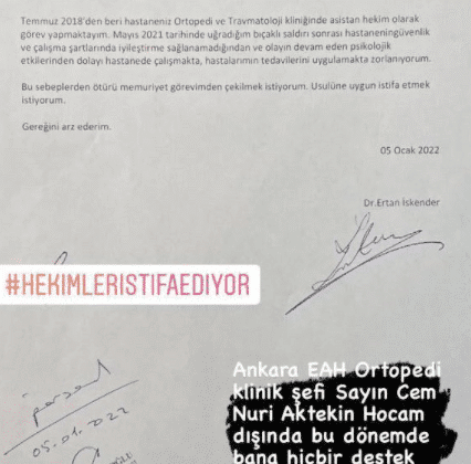 hasta tarafından bıçaklanan doktor i̇stifa etti #hekimleristifaediyor