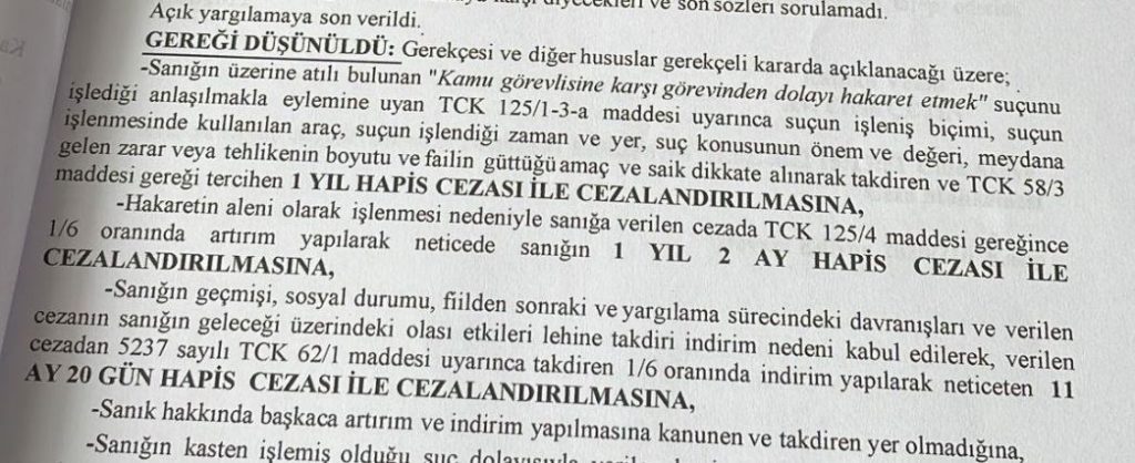 kastamonu'da doktora küfür eden şahıs 11 ay 20 gün hapis cezasına çarptırıldı