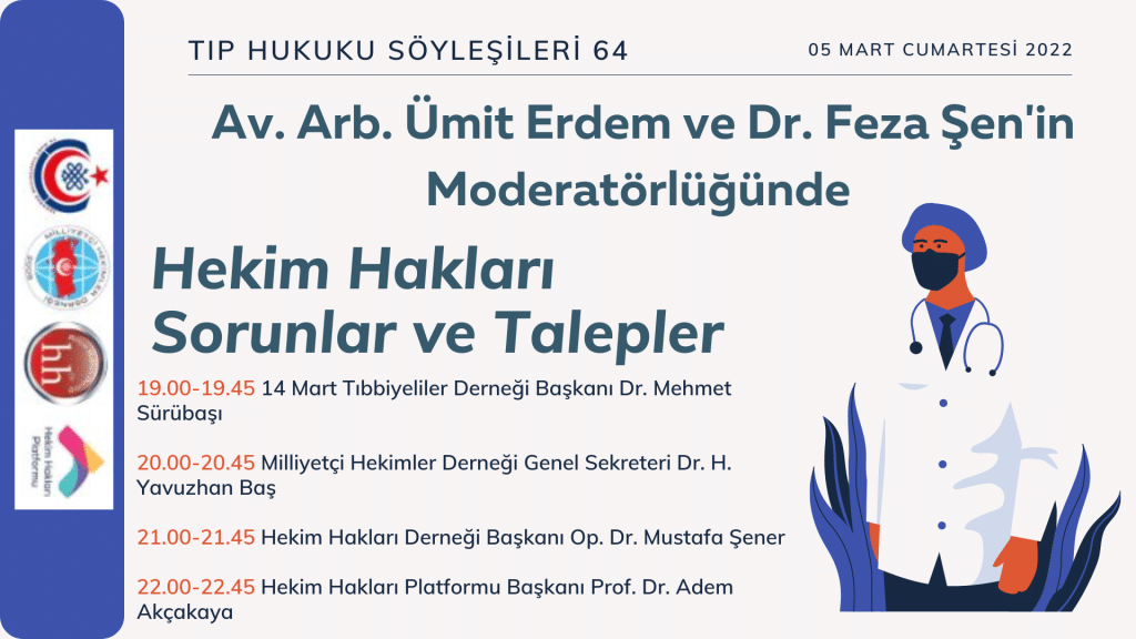 Av. Arb. Ümit Erdem ve Dr. Feza Şen'in Moderatörlüğünde "Hekim Hakları Sorunlar ve Talepler"