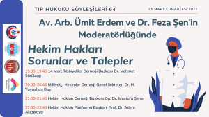 Av. Arb. Ümit Erdem ve Dr. Feza Şen’in Moderatörlüğünde “Hekim Hakları Sorunlar ve Talepler”