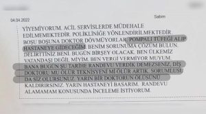 Bir SABİM Vakası Daha.. Randevu Alamadığı Gerekçesiyle Tehditler Savurdu: “Yarın bir doktorun ölüsünü kaldırırsınız”