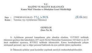 Maliye Bakanlığı Maaş Genelgesini Yayımladı