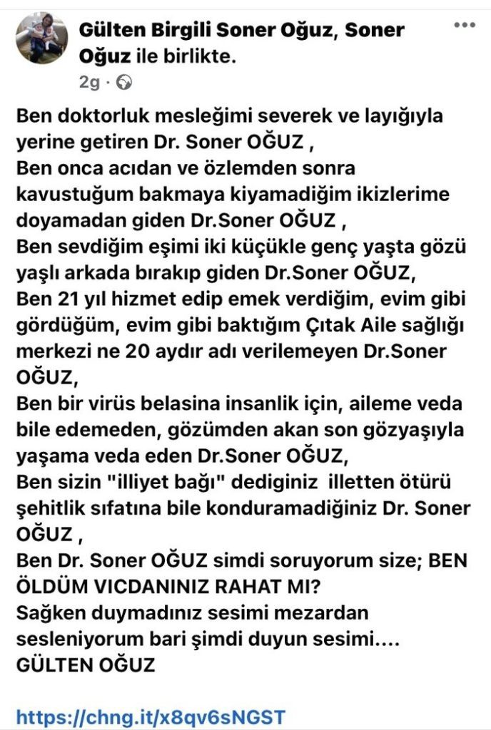 koronavirüsten ölen doktorun eşinden duygulandıran mücadele