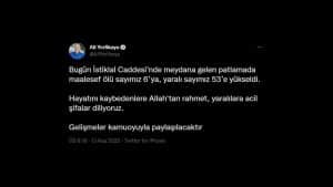 Taksim Patlamasında Son Durum; 6 Ölü, 53 Yaralı