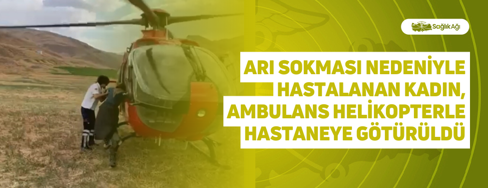 arı sokması nedeniyle hastalanan kadın, ambulans helikopterle hastaneye götürüldü