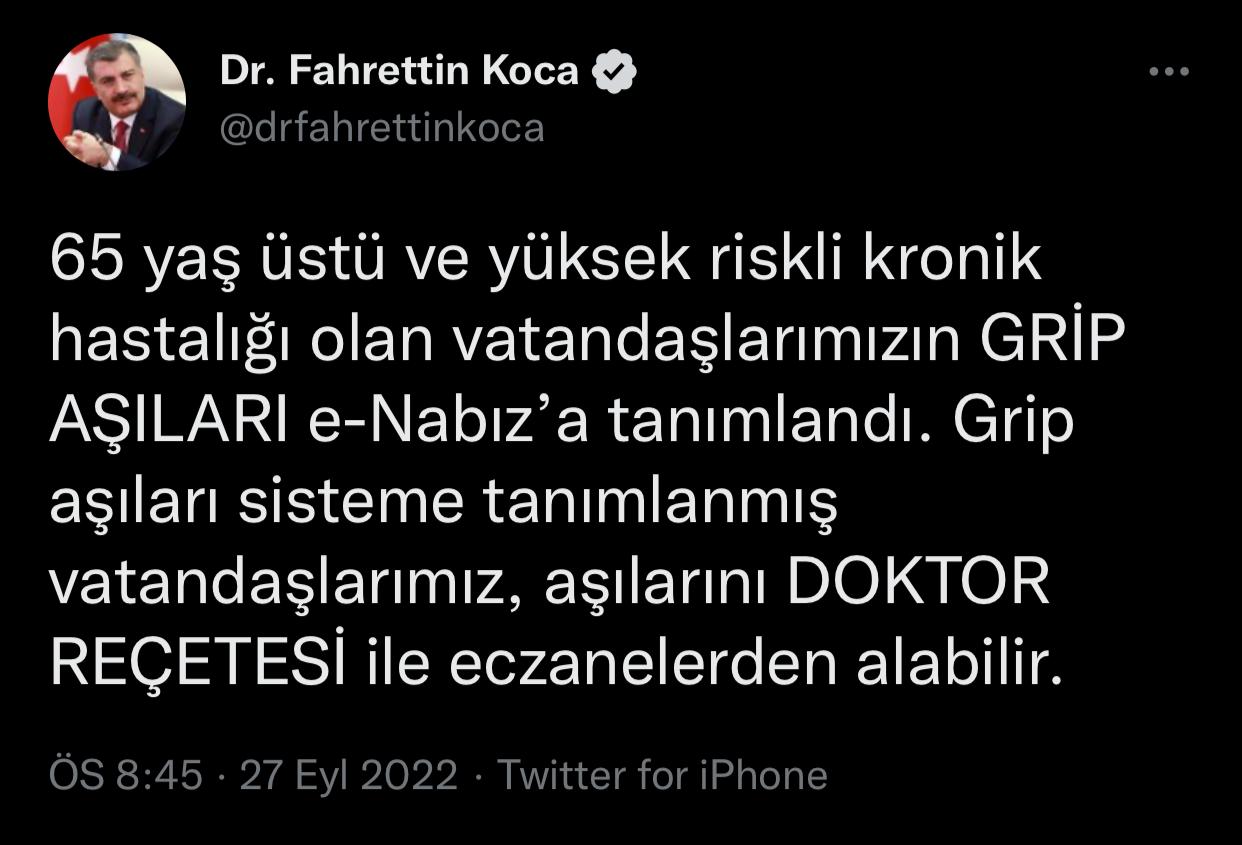 bakan koca grip aşısı randevuları hakkında açıklamalarda bulundu