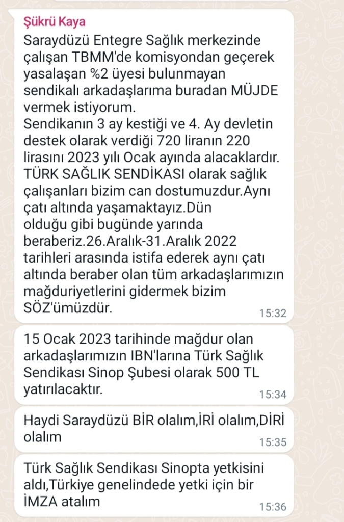 türk sağlık-sen temsilcisinden yakışıksız teklif: üye olanlara 500 tl!
