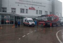 hastane girişi ambulansın üzerine çöktü
