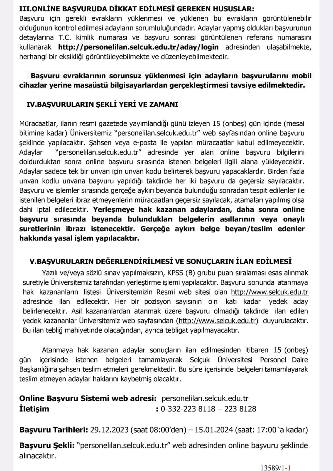 selçuk üniversitesi sözleşmeli sağlık personeli alım i̇lanı yayımladı