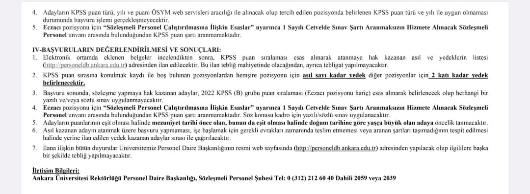 ankara üniversitesi sözleşmeli sağlık personeli alım i̇lanı