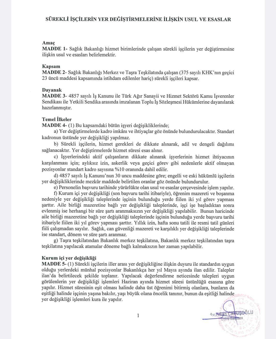 sağlık bakanlığı sürekli i̇şçilerin yer değiştirmelerine i̇lişkin usul ve esaslar hakkında duyuru