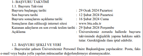 Bursa Teknik Üniversitesi Sözleşmeli Personel Alacak