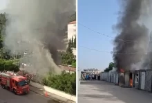 devlet hastanesinde poliklinik olarak kullanılan 3 konteyner yandı