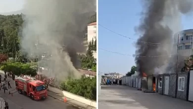 devlet hastanesinde poliklinik olarak kullanılan 3 konteyner yandı