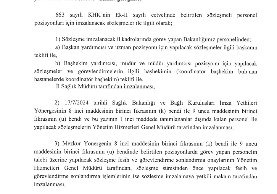 sağlık bakanlığından sözleşmeli yönetici atamalarında değişiklik