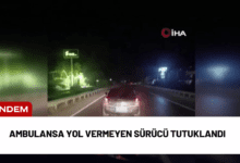 ambulansa yol vermeyen sürücü tutuklandı