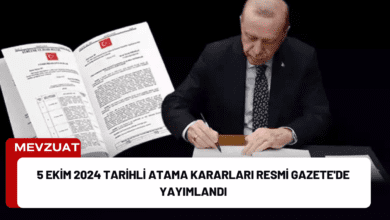 5 ekim 2024 tarihli atama kararları resmi gazete'de yayımlandı