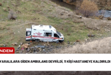 yaralılara giden ambulans devrildi, 11 kişi hastaneye kaldırıldı