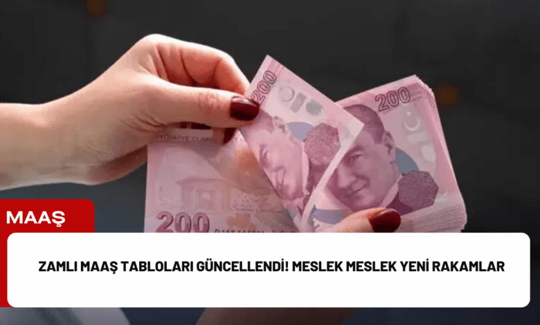 zamlı maaş tabloları güncellendi! meslek meslek yeni rakamlar