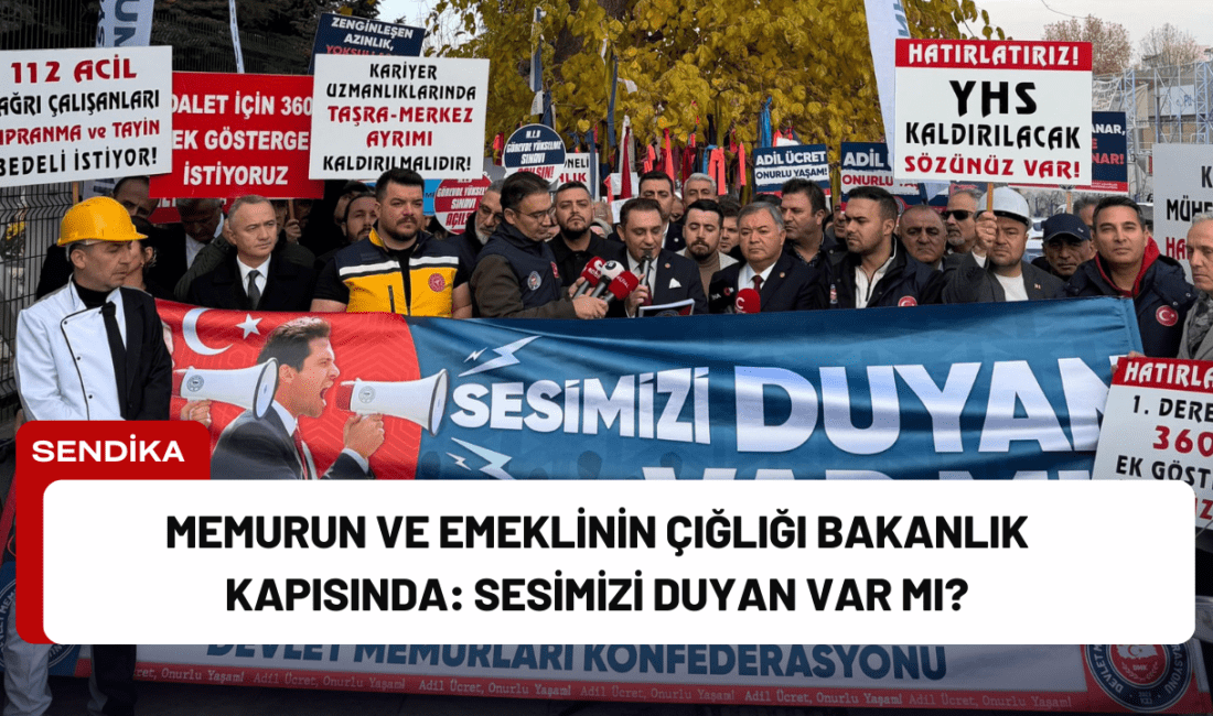 Bugün Devlet Memurları Konfederasyonu, Çalışma ve Sosyal Güvenlik Bakanlığı önünde