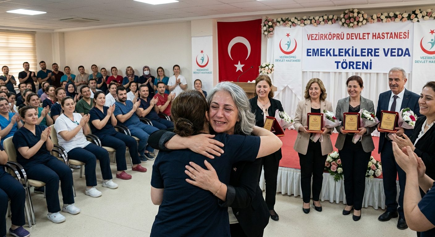 Vezirköprü Hastanesi Emekli Çalışanlarına Duygusal Veda Töreni Vezirköprü'de Emekliye Ayrılan Hastane Çalışanlarına Duygusal Veda Töreni