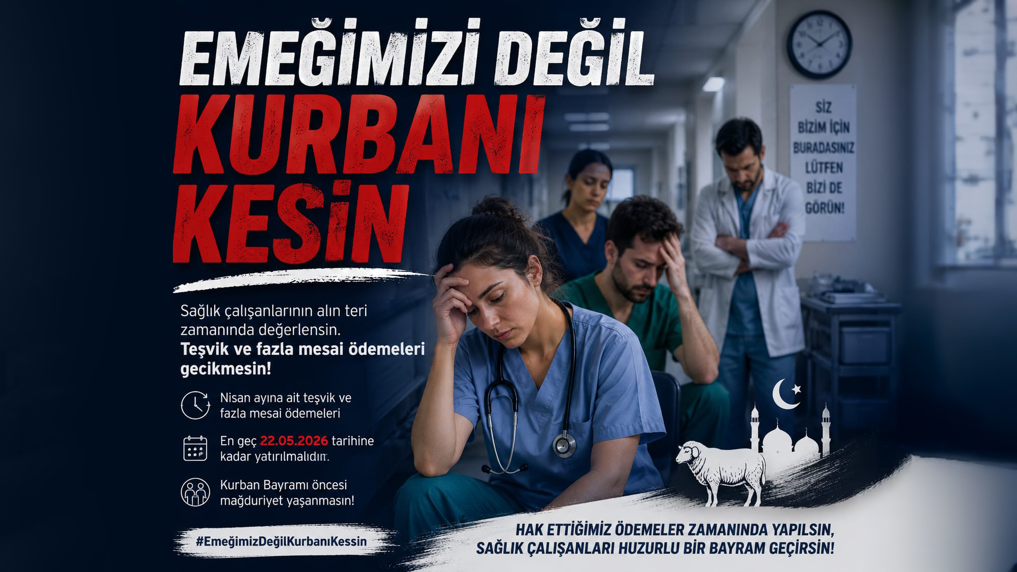 Genç Sağlık Sendikası'ndan Yetkililere "Teşvik ve Fazla Mesai Ödemesi" Çağrısı Genç Sağlık Sendikası'ndan Yetkililere "Teşvik ve Fazla Mesai Ödemesi" Çağrısı