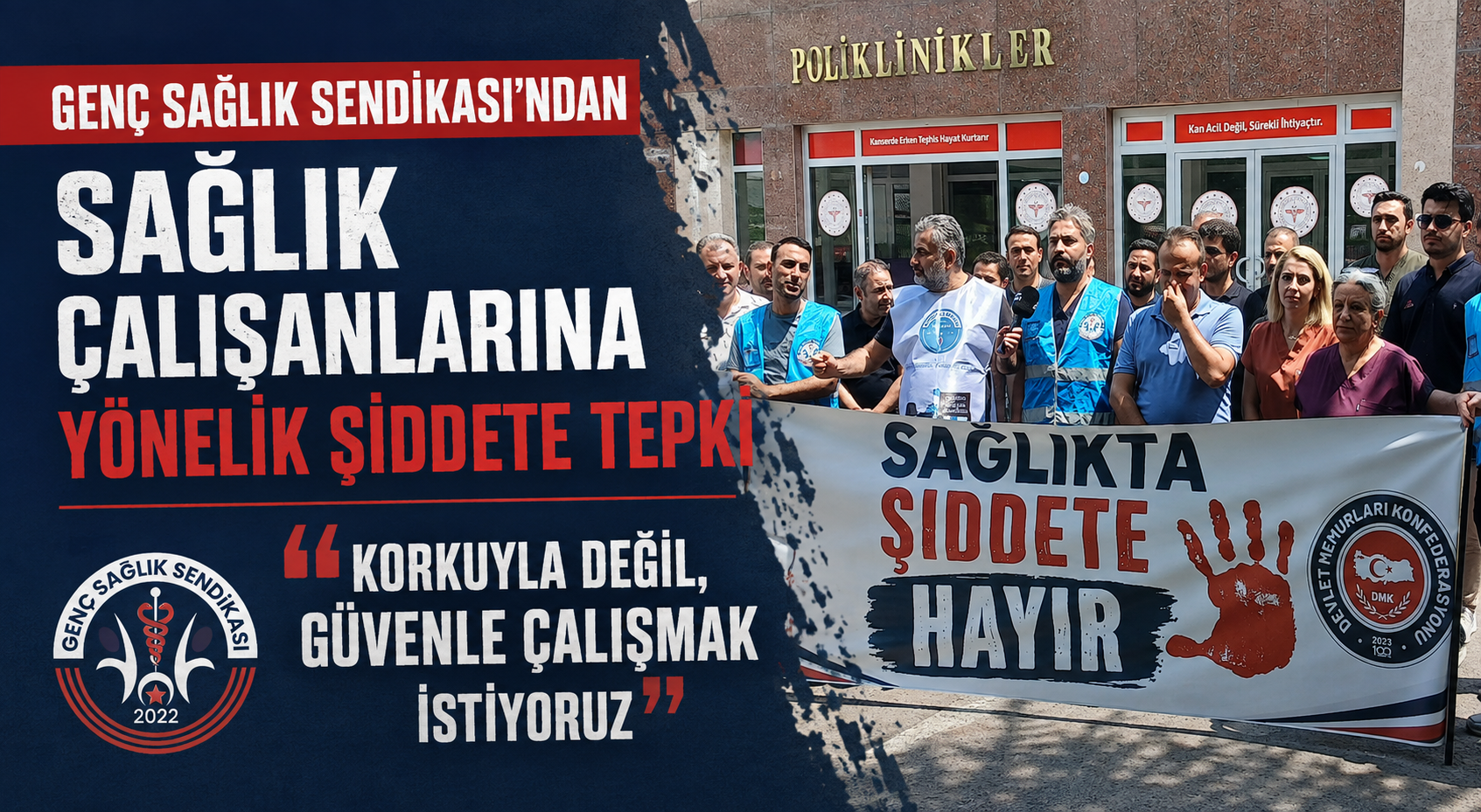 Genç Sağlık Sendikası'ndan Sağlık Çalışanlarına Yönelik Şiddete Tepki: "Korkuyla Değil, Güvenle Çalışmak İstiyoruz" Genç Sağlık Sendikası'ndan Sağlık Çalışanlarına Yönelik Şiddete Tepki: "Korkuyla Değil, Güvenle Çalışmak İstiyoruz"