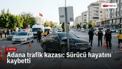 Adana Seyhan'da tabela direğine çarpan otomobilin sürücüsü Mert Aydın hastanede