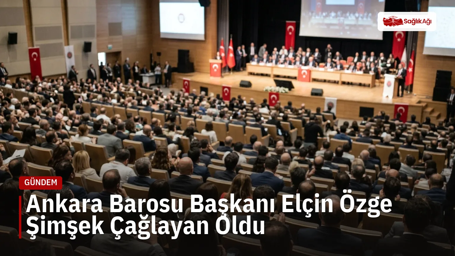 Ankara Barosu Başkanı Elçin Özge Şimşek Çağlayan Oldu Ankara Barosu Başkanı seçimi için toplanan avukatlar kongre salonunda