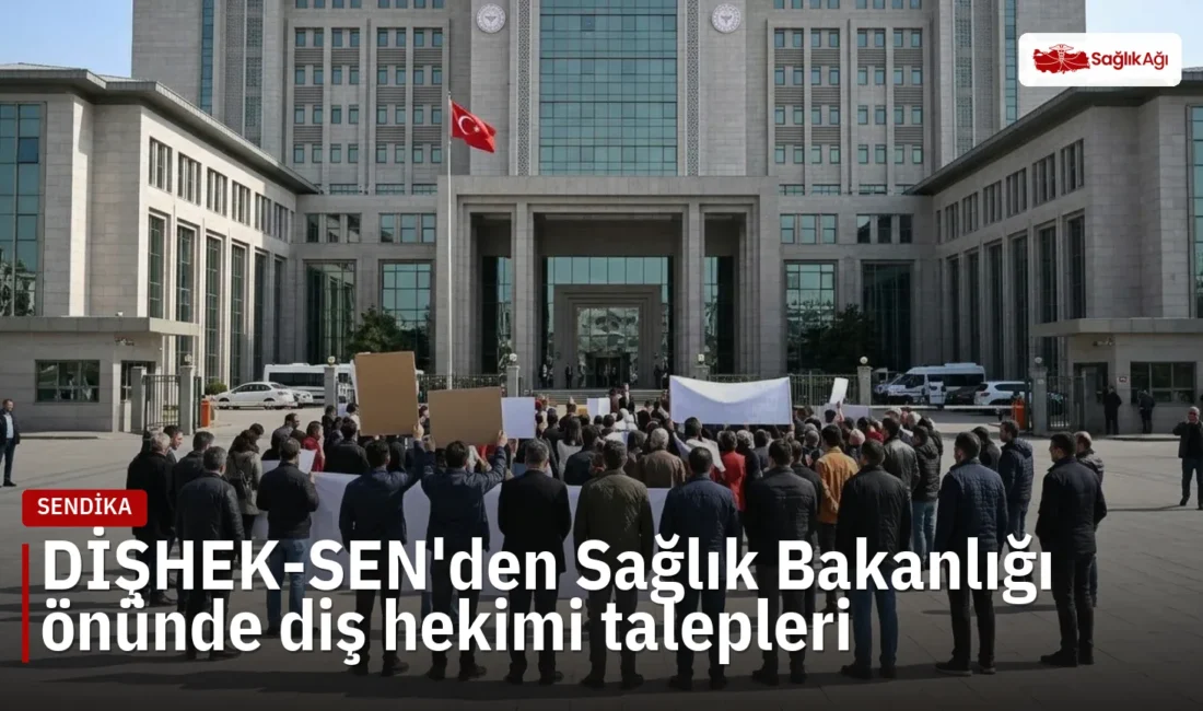 DİŞHEK-SEN, Sağlık Bakanlığı önünde diş hekimi talepleri için eylem yaptı.