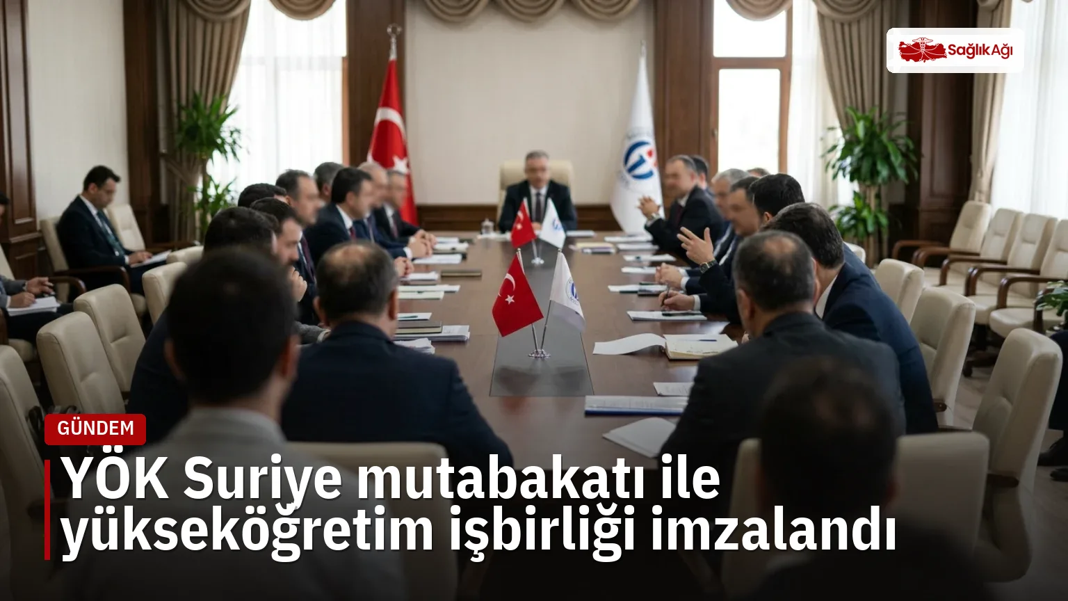 Gaziantep Üniversitesi'nde düzenlenen YÖK Suriye mutabakatı imza töreni sahnesi.